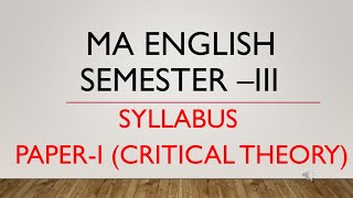 MA ENGLISH SEMESTER III SYLLABUS II ALL MP GOVT UNIVERSITIES II APSU UNIVERSITY II PG ENGLISH SYLLAB [upl. by Dewey]