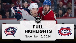 NHL Highlights  Blue Jackets vs Canadiens  November 16 2024 [upl. by Brasca859]