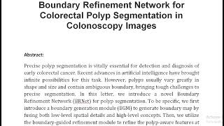 Boundary Refinement Network for Colorectal Polyp Segmentation in Colonoscopy Images [upl. by Missak]