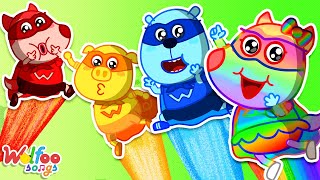 Colorful Superheroes Team  Lost Color Songs  Kids Songs amp Nursery Rhymes WolfooFamilySongs [upl. by Erdnael]