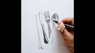 Cutlery set stilllife drawingpencil sketch of cutlery set [upl. by Giffy]