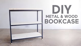 3 Tier Metal amp Wood Book Shelf  Modern Builds  DIY [upl. by Shaum]