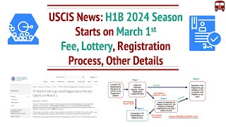 H1B 2024 Season Starts on March 1st 2023 Lottery Process Fee Dates Process Flow [upl. by Rosenberger]