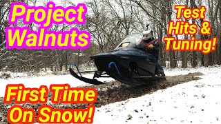 Project Walnuts First Snow Test hits on the Indy 500 Vintage Polaris Snowmobile [upl. by Dearden]