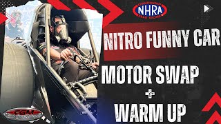 NHRA Nitro Funny Car Pit Stop Between Rounds Engine Tear Down Motor Swap and Warm Up  FULL [upl. by Acirema]