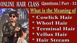 What is the Meaning of  Cowlick Hair Whorl Hair Terminal Hair Vellus Hair Hair Stream [upl. by Nahpets39]