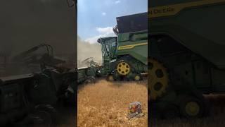 John Deere X9 1100 combine with 50 foot wide head in wheat deere farmequipment farmmachinery [upl. by Colpin]