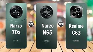 Realme Narzo 70x 5g vs Realme Narzo N65 5g vs Realme C63 5g  Comparison [upl. by Elamrej]