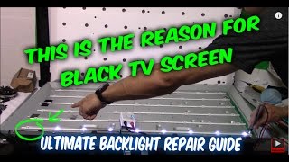 How to fix LED LCD TV black screen no backlight TV disassemble testing LEDs ordering part repair [upl. by Aicyle]