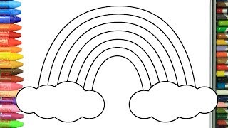 Pagina di colorazione arcobaleno sole e nube  Come disegnare e colora per i bambini [upl. by Abocaj701]