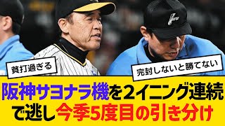 阪神サヨナラ機を２イニング連続で逃し、今季5度目の引き分け 【ネットの反応】【反応集】 [upl. by Annenn477]