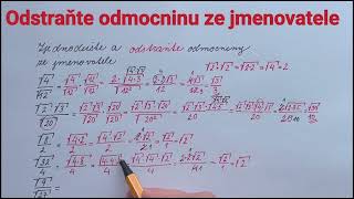 Počítání s odmocninou usměrňování zlomků částečné odmocnění [upl. by Addiego]