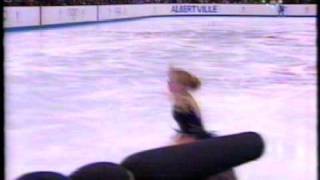 1992 Olympics Tonya Harding triple axel in SP warmup [upl. by Aipmylo]