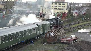 Rangierfahrt Historische Eisenbahn Frankfurt 52 4867 mit Sonderzug auf der Hafenbahn im Osthafen [upl. by Scoter]