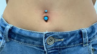 PIERCING OMBLIGO 💉 NAVEL TITANIO ASTM F136 Y ÓPALOS AZULES 💉 PROCEDIMIENTO COMPLETO 💉😉🙂 [upl. by Kcirdez]