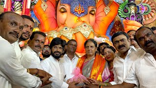 Sabitha Indra Reddy attended Balapur Ganesh First Pooja  Balapur Ganesh 2024  Balapur Village [upl. by Zela]