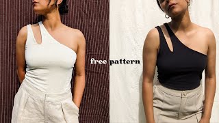 Reversible One Shoulder Tank Top  FREE PDF Pattern  Angie Tank [upl. by Lannie]