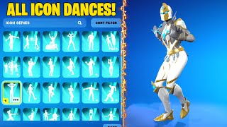 All Icon Series Emotes amp TikTok Dances in Fortnite 135 [upl. by Ahsieyn]