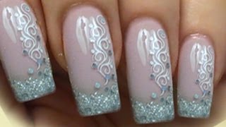 Request Glitzer French NailArt Tutorial mit Paillettten amp Konad Stamping mit Spiralen [upl. by Mera]