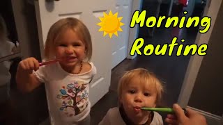 Morning routine with 2 toddlers👧🏽👶🏽17 weeks pregnant with baby 3 [upl. by Bergquist]