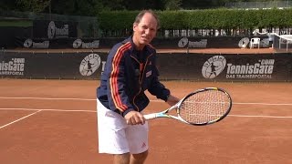 Tennis Tip  Use Backspin for Better Volleys [upl. by Analaf]