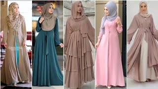 latest colour abaya collection  designer abaya style with matching hijab [upl. by Wrand194]