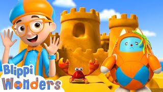 Blippi Wonders  Beach Sandcastle  Blippi Animated Series  Cartoons For Kids [upl. by Yalcrab]