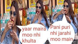 Sherlyn Chopra struggle to eat panipuri😂  Sherlyn Chopra bollywood model [upl. by Darach]