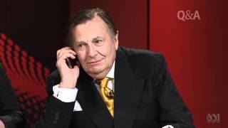 Barry Humphries takes a call on QampA [upl. by Hafler]