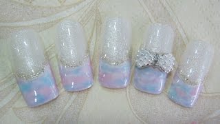 ไล่สี ด้วยสีเจลทาเล็บ French Marble nail art  Gel Polish [upl. by Eiltan]