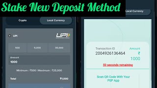 NEW INR DEPOSIT METHOD ON STAKE  Stake inr DEPOSIT Problem [upl. by Rickie]