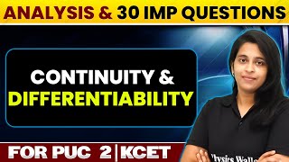 CONTINUITY amp DIFFERENTIABILITY KCET Super 30 Chapter Analysis amp 30 Questions Maths PUC 2  KCET [upl. by Sarah]