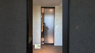 Bathroom monorail sliding door installation installation slidingdoor factory homedecor [upl. by Uyekawa]