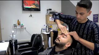 ASMR YOUNG TURKISH BARBER HEAD FACE AND BACK MASSAGE Perfect Relaxing [upl. by Anner]