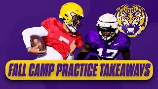 Takeaways from LSUs first fall camp practice  Standouts competition depth chart  LSU Football [upl. by Yeldoow]