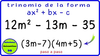 Caso siete de factorización  trinomio de la forma ax2bxc  algebra [upl. by Laeahcim]