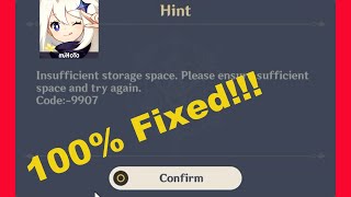 Fix Genshin Impact insufficient storage space Please ensure sufficient space Code9907 problem [upl. by Padget]