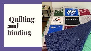 Quilting and binding a Tshirt quilt with a regular domestic machine [upl. by Ransell798]