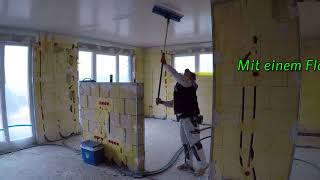 Knauf Rotband Beto M  the fastest gypsum plaster in the world w PFT swing airless [upl. by Eldwin]