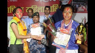 राष्ट्रिय महिला भलिबल फाइनल गेम National Female volleyball Final Game New Diamond VS APF [upl. by Siocnarf]