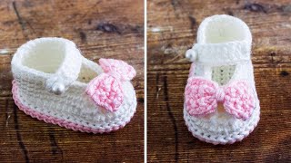 🌷Crochet Baby Booties 🎀 Easy CLOSEUP Step by Step Tutorial [upl. by Atal]