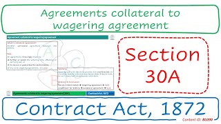 Section 30A Agreements collateral to wagering agreement  Contract Act 1872 BL090 [upl. by Aldarcy]