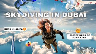 SKYDIVING IN DUBAI  JUMP FROM 13000 FT ABOVE  IS IT SCARY  WHAT IS THE PRICE  OVER THE PALM [upl. by Willcox]