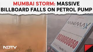 Mumbai Storm News  Dust Storm Causes Chaos In Mumbai Massive Billboard Falls On Petrol Pump [upl. by Daile]