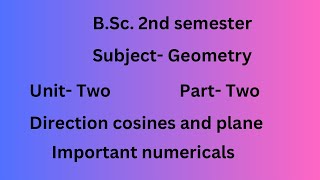 Direction cosines and plane important numericals [upl. by Kelsey]