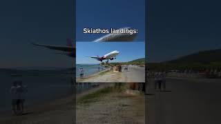 Skiathos airport landings 😈 aviation skiathoslandings skiathos landing wizzair lowlanding [upl. by Duwe324]