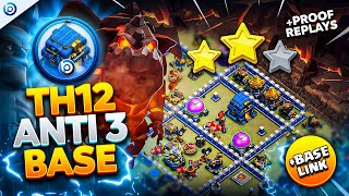 The ULTIMATE TH12 ANTI 3 STAR BASE with LINK 2024  Town Hall 12 War Base ANALYSIS  PROOF Replays [upl. by Ennaeed907]