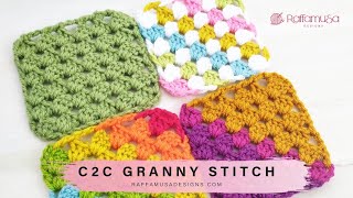 C2C Granny Stitch Crochet Tutorial – RaffamusaDesigns [upl. by Ody]