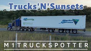 Tri Drive with split Quad trailer and more in TruckNSunsets on the M1 in New South Wales Australia [upl. by Enihpad]