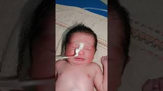 Very intelligent and Smart newborn baby all the time it remove the tube from nose feeding baby [upl. by Hester]